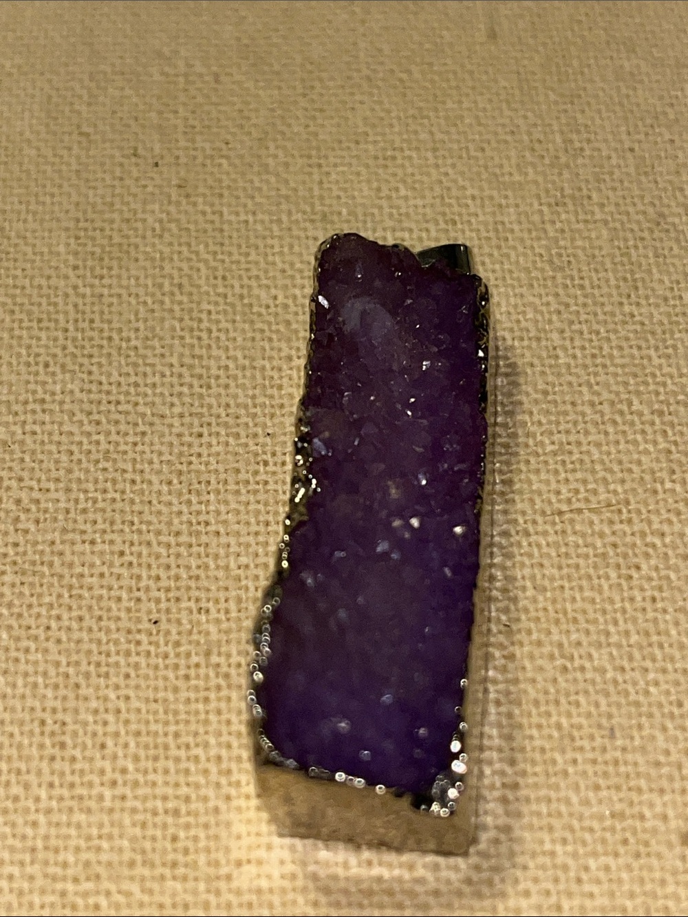 Purple Druzy Bar Pendant Necklace - 2” bar